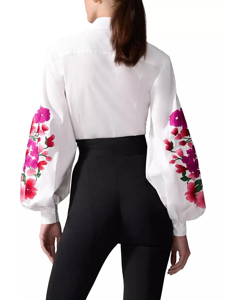 Carolina Herrera Embroidered Puff Sleeve Button-Front Shirt 2