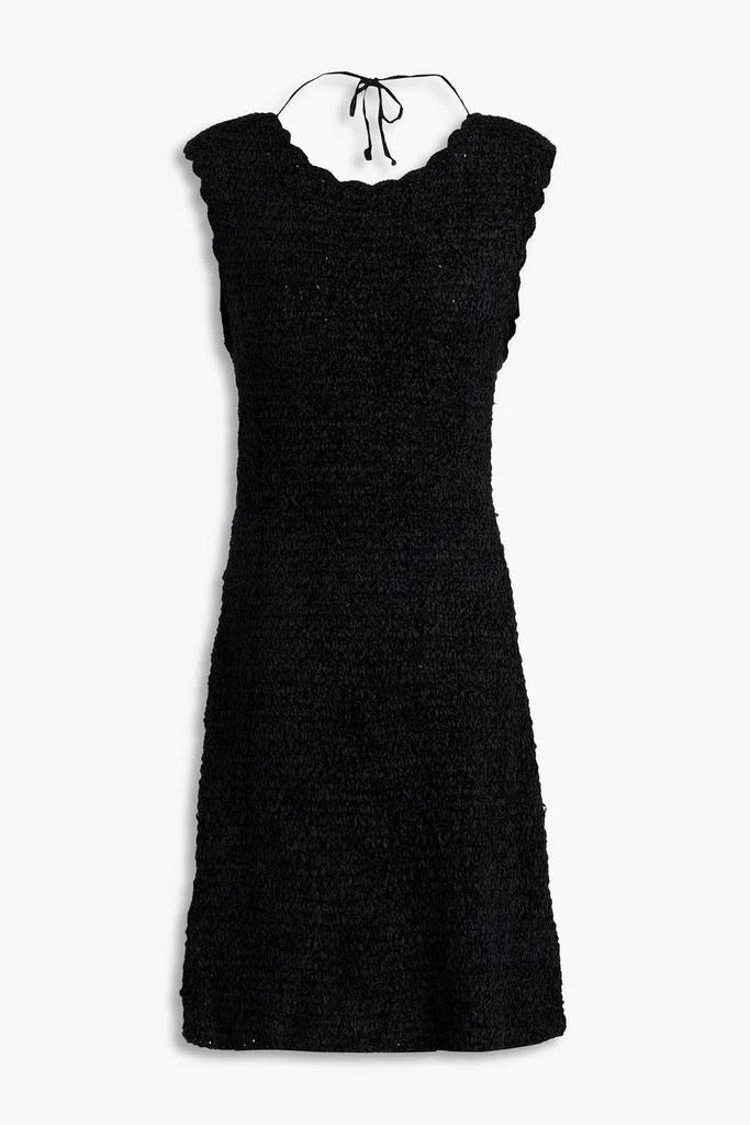 GANNI Tie-detailed bouclé mini dress 1