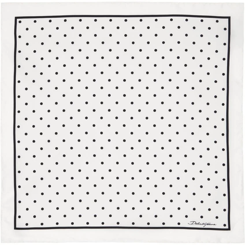 Dolce & Gabbana White Silk Polka-Dot Scarf 1