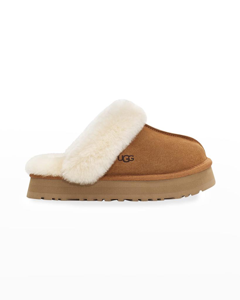 UGG Disquette Suede & Shearling Platform Slippers