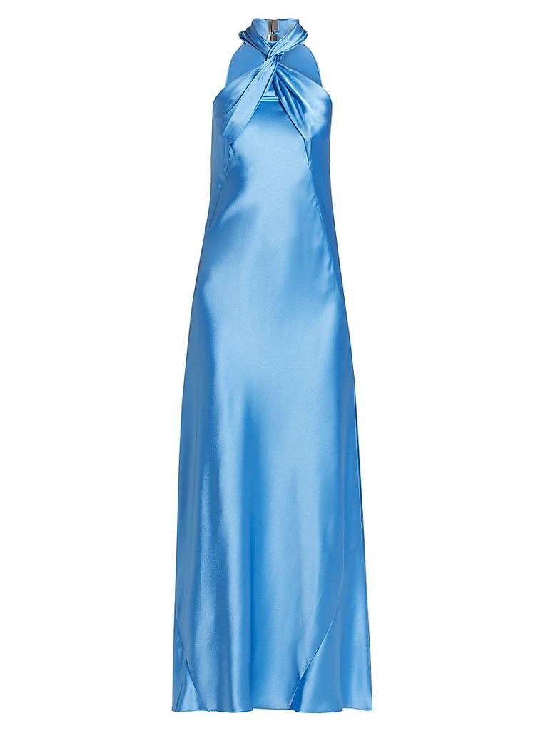 Galvan Portico Satin Twist Halter Gown 1