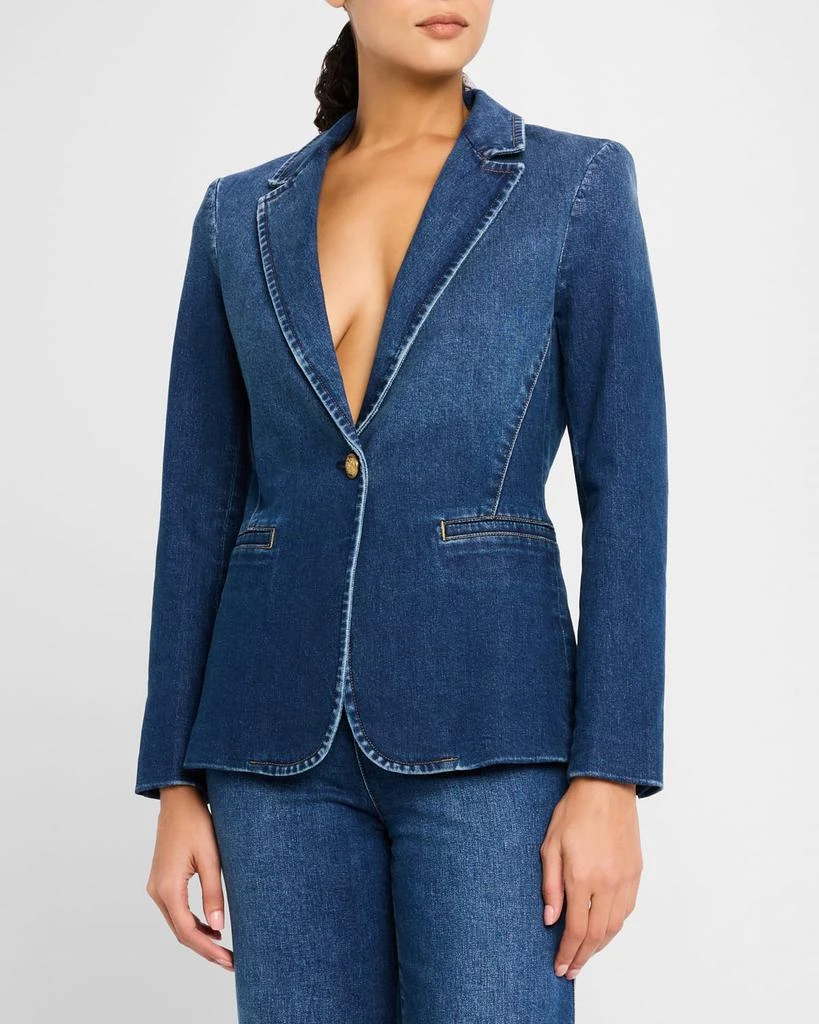 Alice + Olivia Macey Denim Notch-Collar Fitted Blazer 4