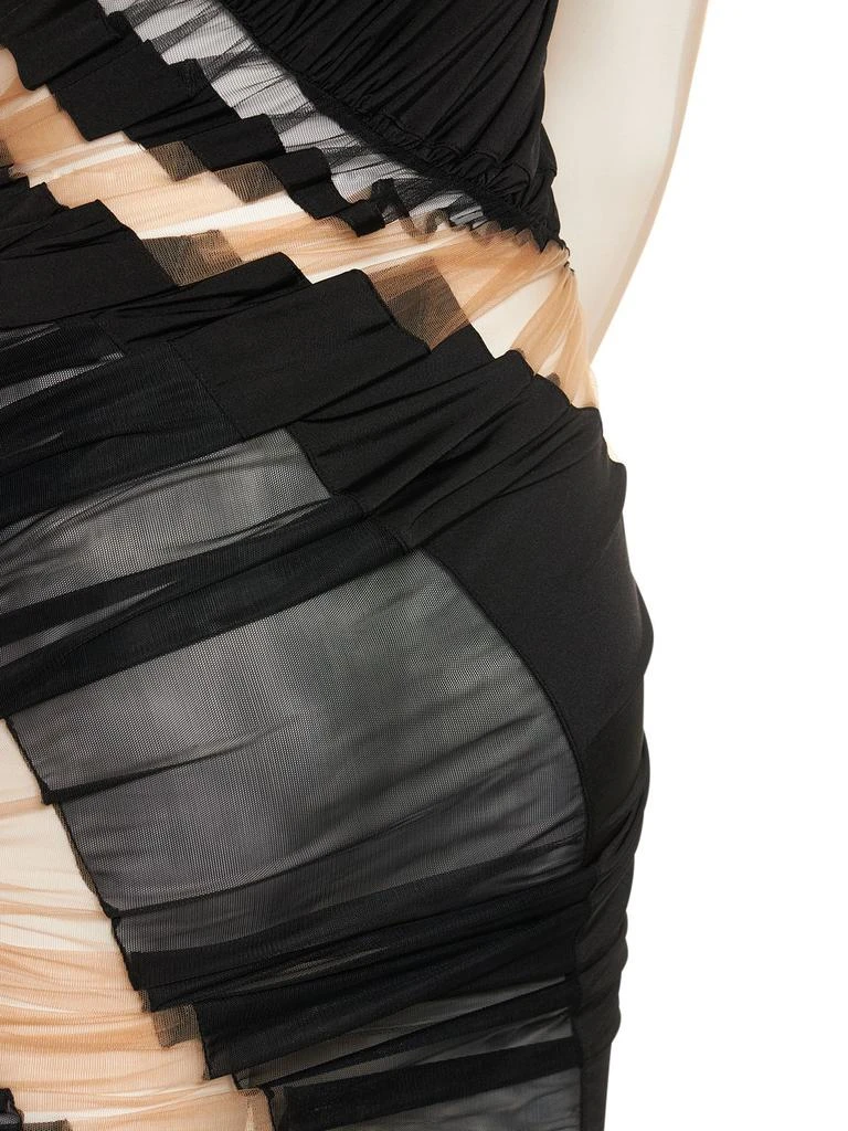 Mugler Ruched Sheer Mesh Cutout Mini Dress 7