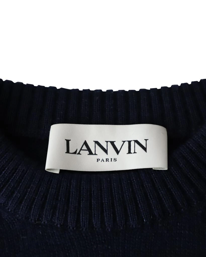 Lanvin Flame Slogan Intarsia-Knit Jumper In Navy Blue Wool 4