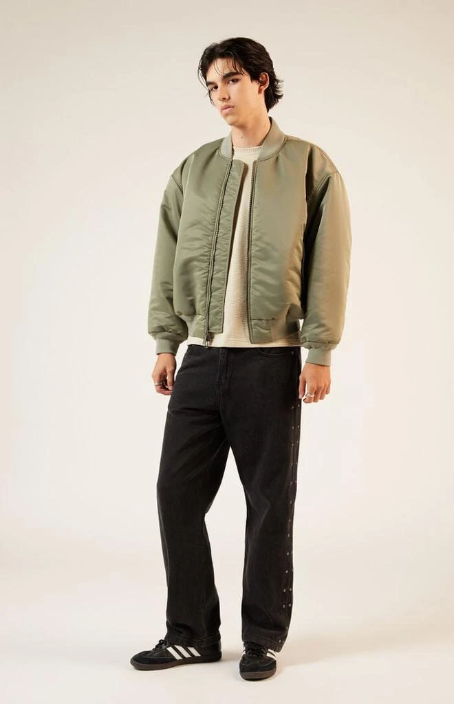 PacSun Olive Nylon Bomber Jacket 4