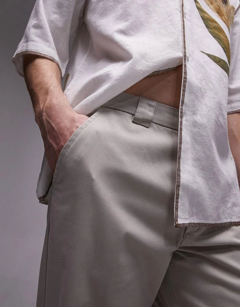 Topman Topman straight workwear chino trousers in stone 2