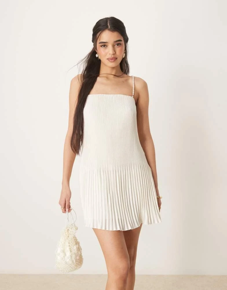 Abercrombie & Fitch Abercrombie & Fitch square neck structured mini dress in white 1