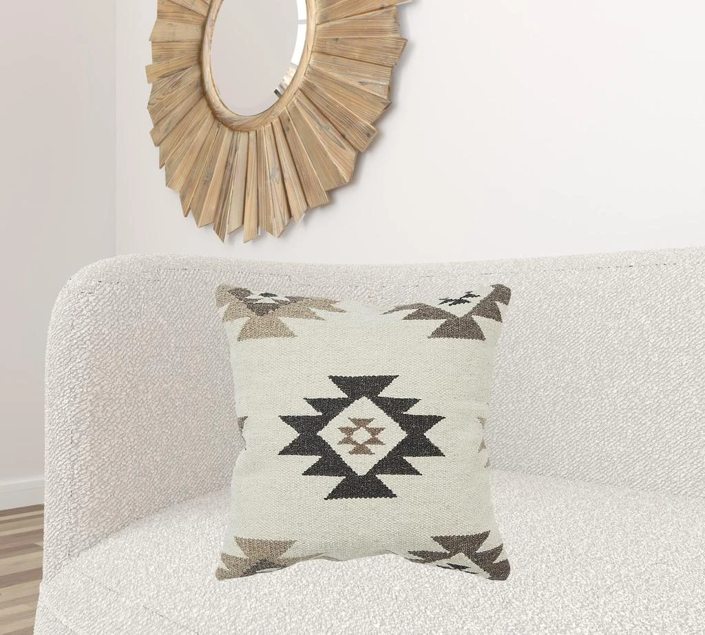 Hivvago Cream Beige Classic Ikat Pattern Throw Pillow