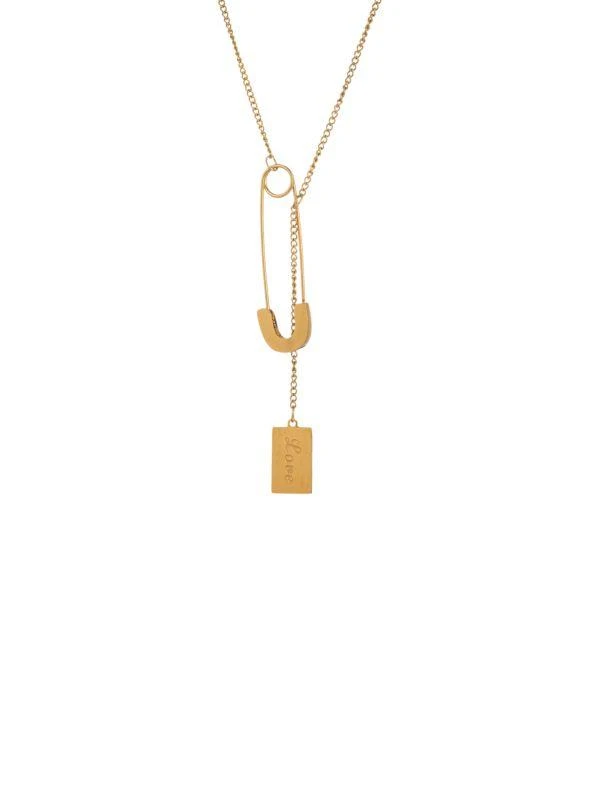 Eye Candy LA Luxe Nova Goldtone Safety Pin Y Necklace 1