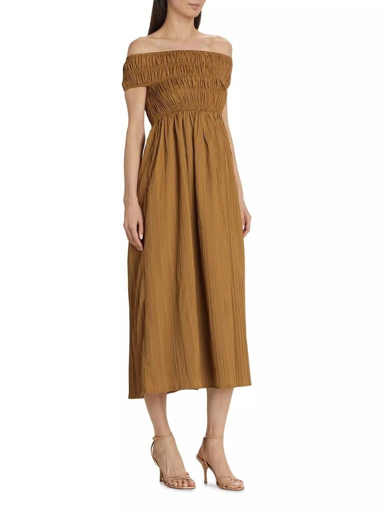 Line & Dot Chapman Smocked Off-The-Shoulder Midi-Dress 3