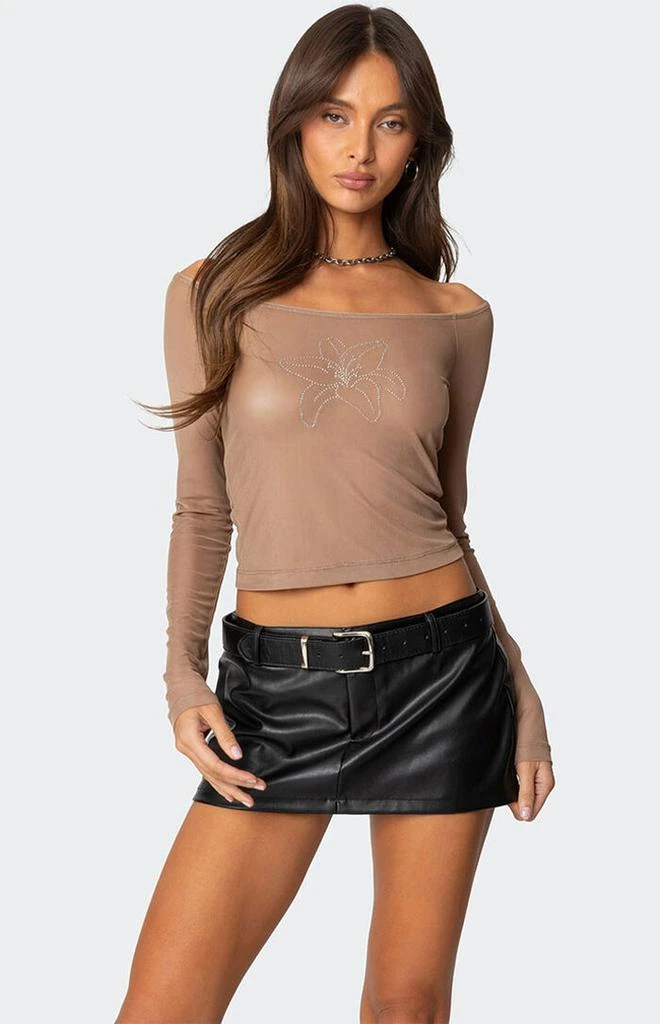 Edikted Lilyan Rhinestone Sheer Mesh Top 1