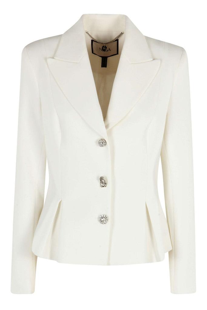Nissa Short Flared Blazer With Jeweled Buttons