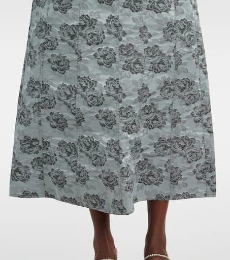 Ganni Strapless floral jacquard midi dress 5