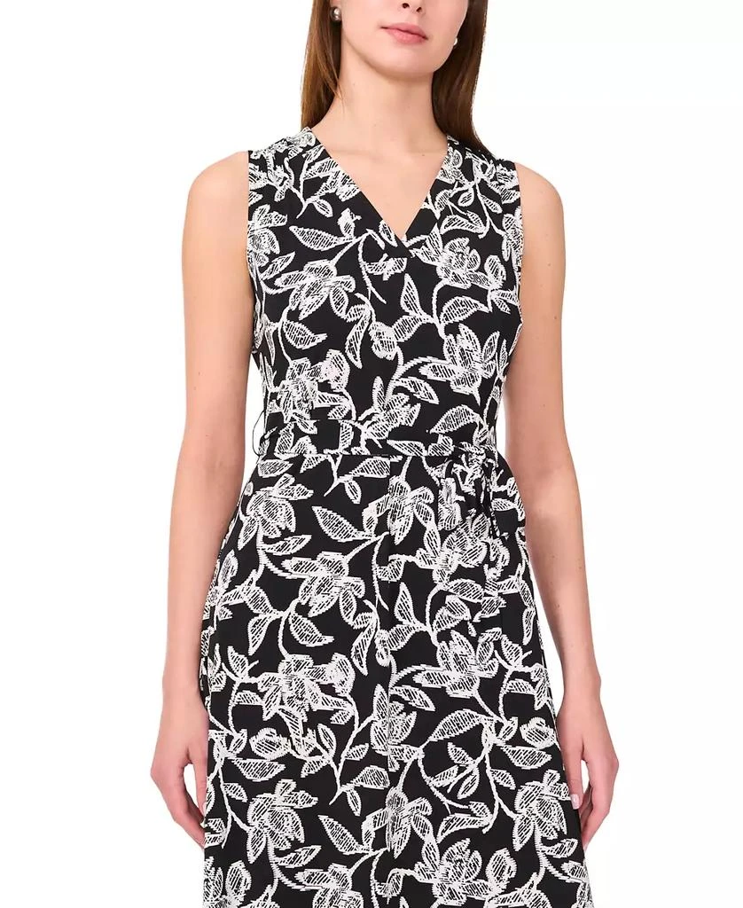 Sam & Jess Women's Printed V-Neck Tie-Waist Midi Dress 3