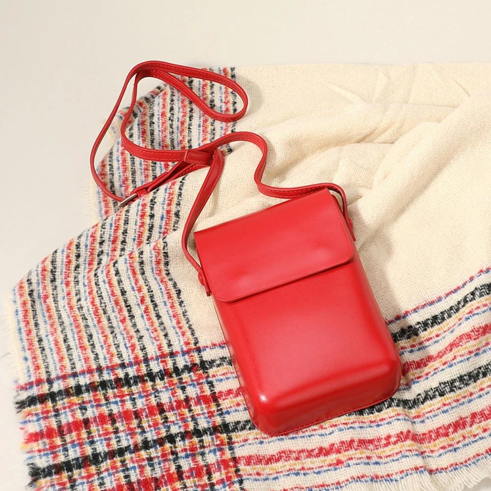 FASHNZFAB Solid Faux Leather Small Crossbody Bag / Phone Pouch Bag