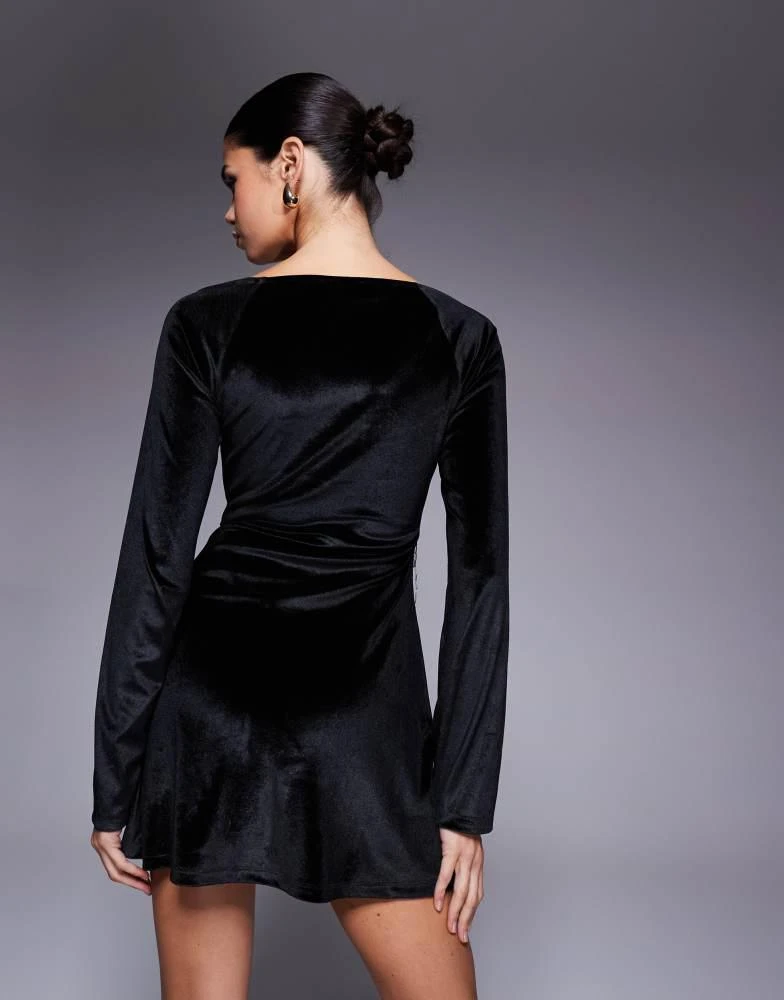 ASOS ASOS DESIGN super scoop long sleeve mini dress with aline skirt and  celestial embellishment in bonded velvet - Dresses & Skirts - Free Shipping  - BeyondStyle