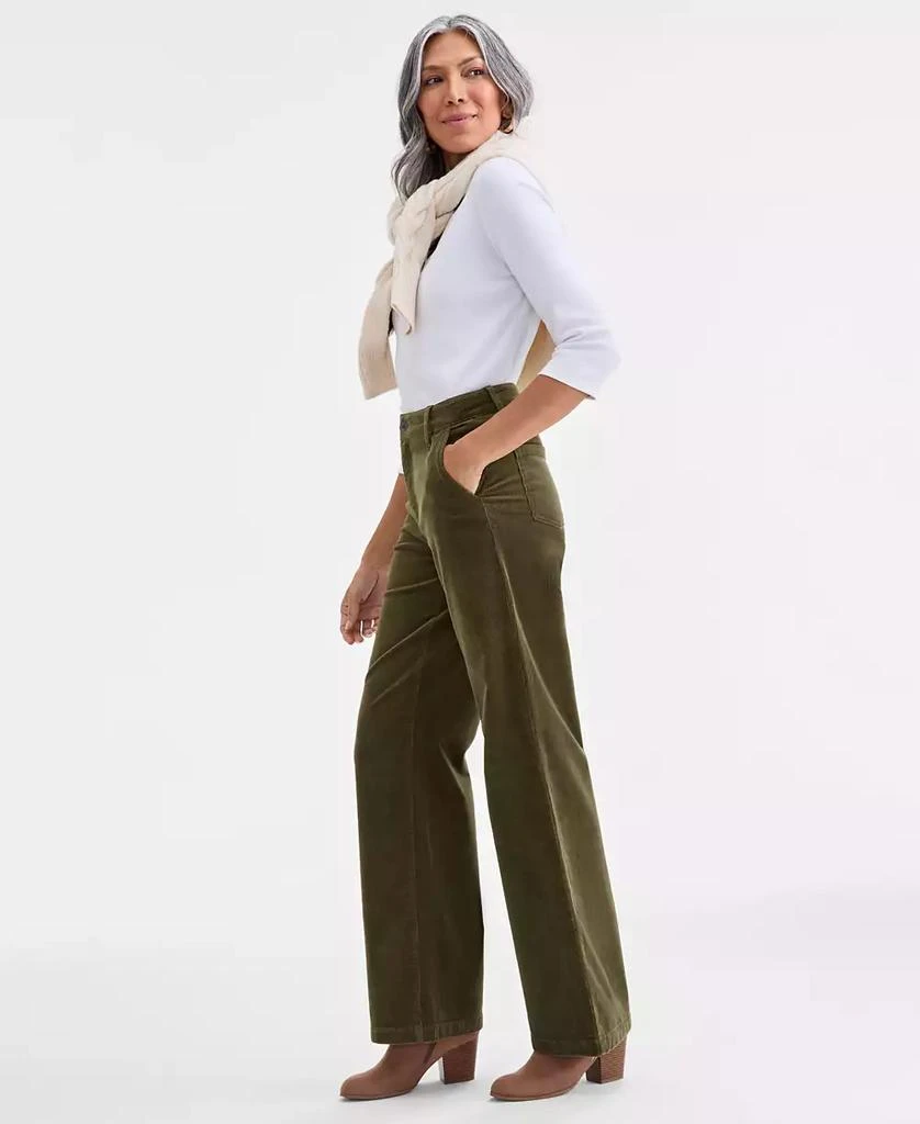 Shop Petite Mid Rise Wide-Leg Corduroy Pants, Macy's Exclusive on