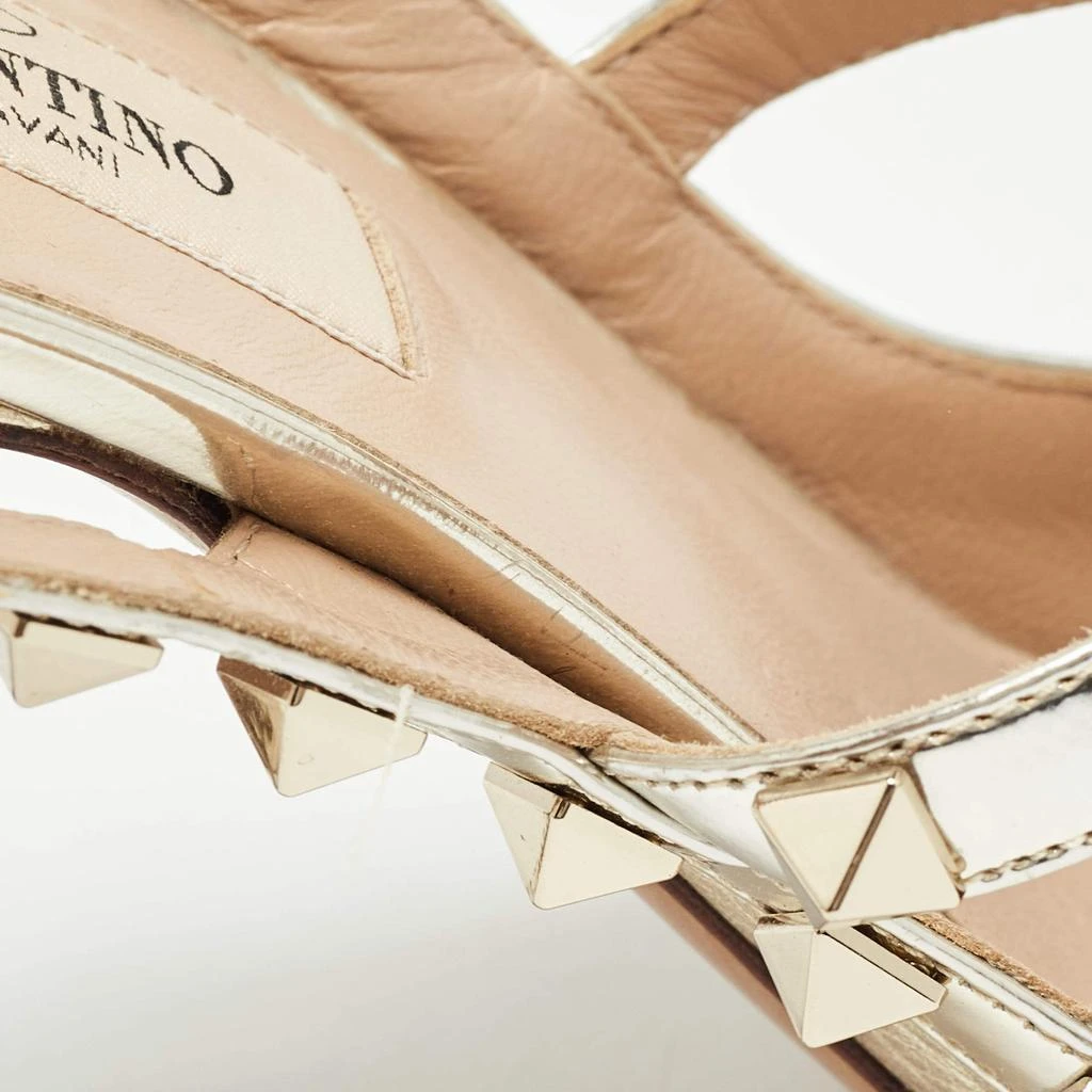 Valentino Valentino Gold Leather Rockstud Ankle Strap Pumps Size 38 8