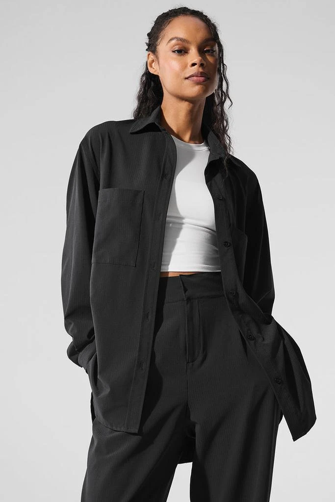 Alo Dreamscape Button Down Long Sleeve - Black 5