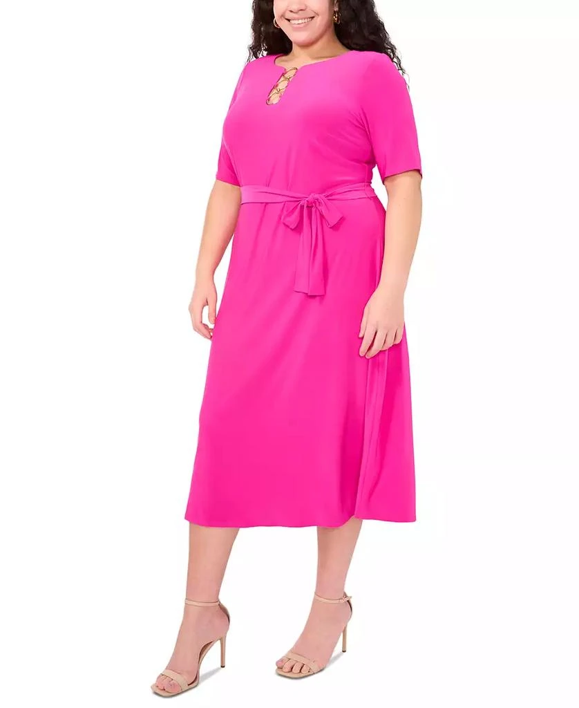 MSK Plus Size Tie-Waist Hardware A-Line Dress 2