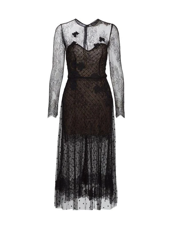 Oscar de la Renta Point D'esprit Tulle & Lace Dress 6