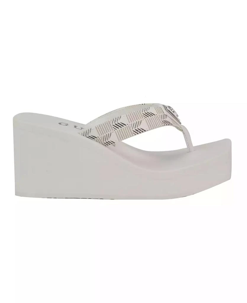 GUESS Women's Demmey Logo Thong Square Toe Eva Wedge Sandals 2