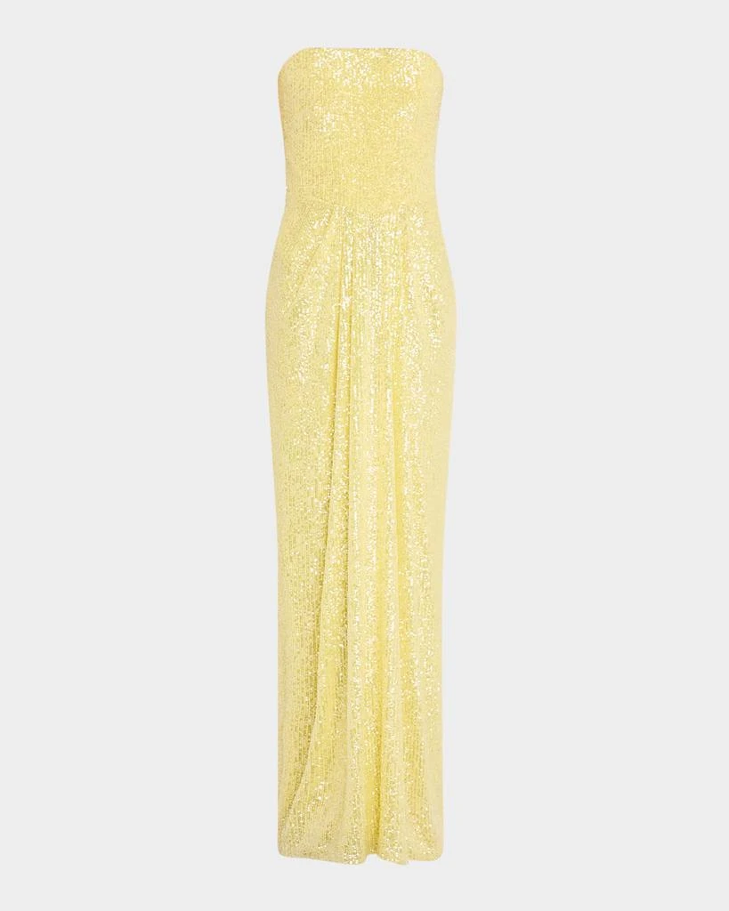 Pamella Roland Sequined Long Strapless Stretch Gown 1