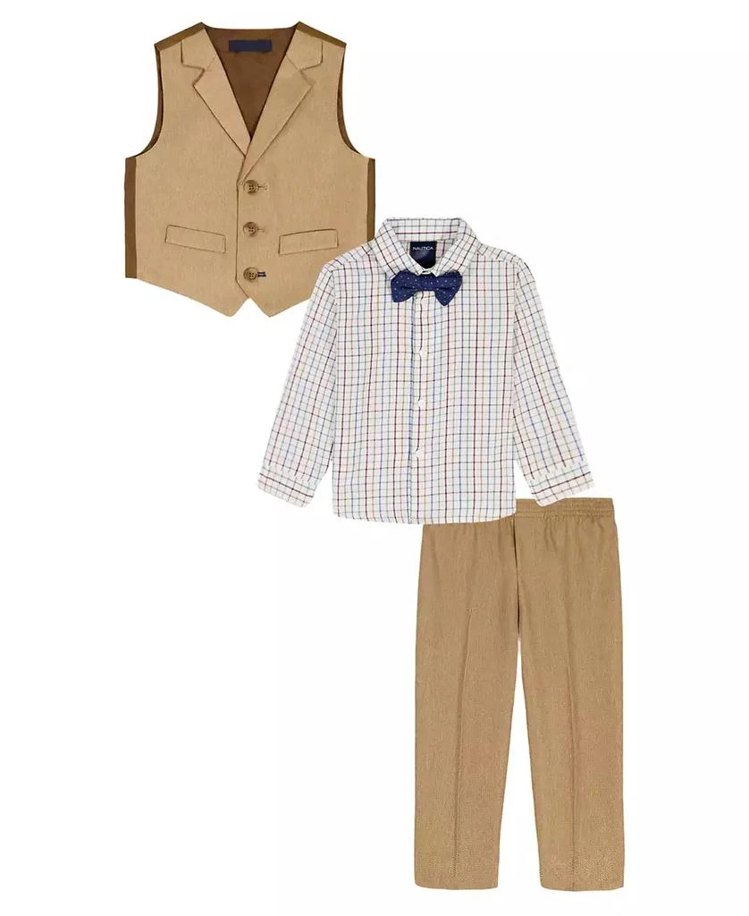 Nautica Baby Boys 4-Piece Heather Herringbone Shirt, Tie, Pant and Vest Set 1