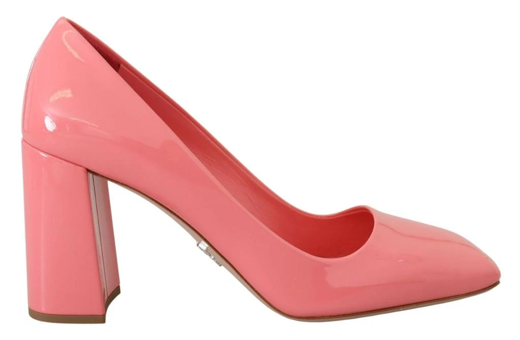 Prada Pink Patent Leather Block Heels Pumps Classic 1