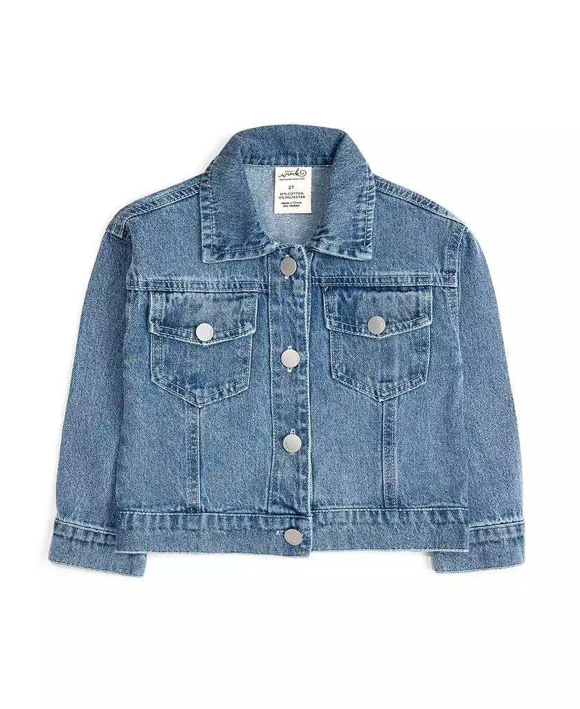 Sweet Wink Toddler Girls Big Sis Pearl Patch Denim Jacket