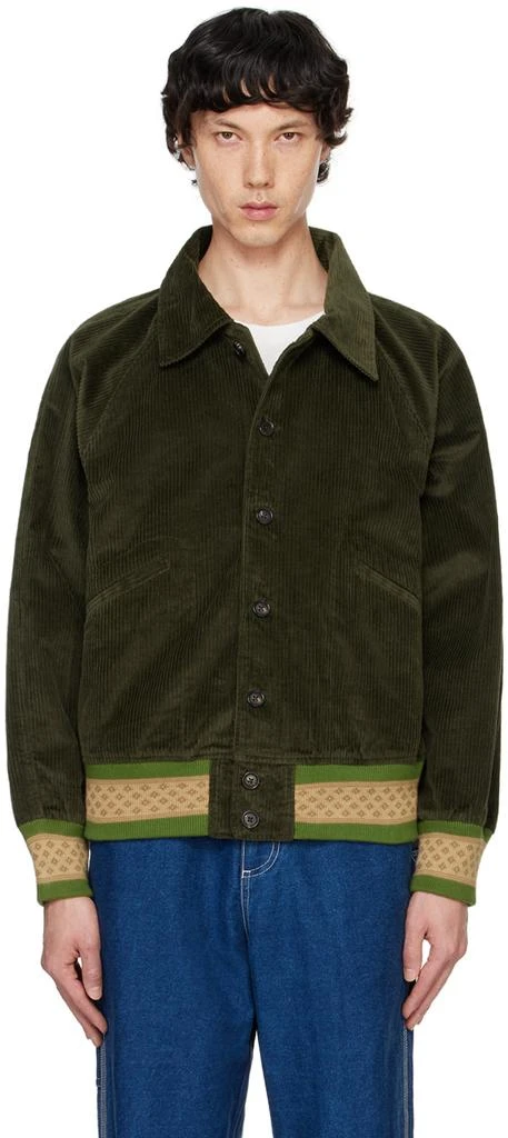 BODE Khaki Peerie Rib Banbury Bomber Jacket 1