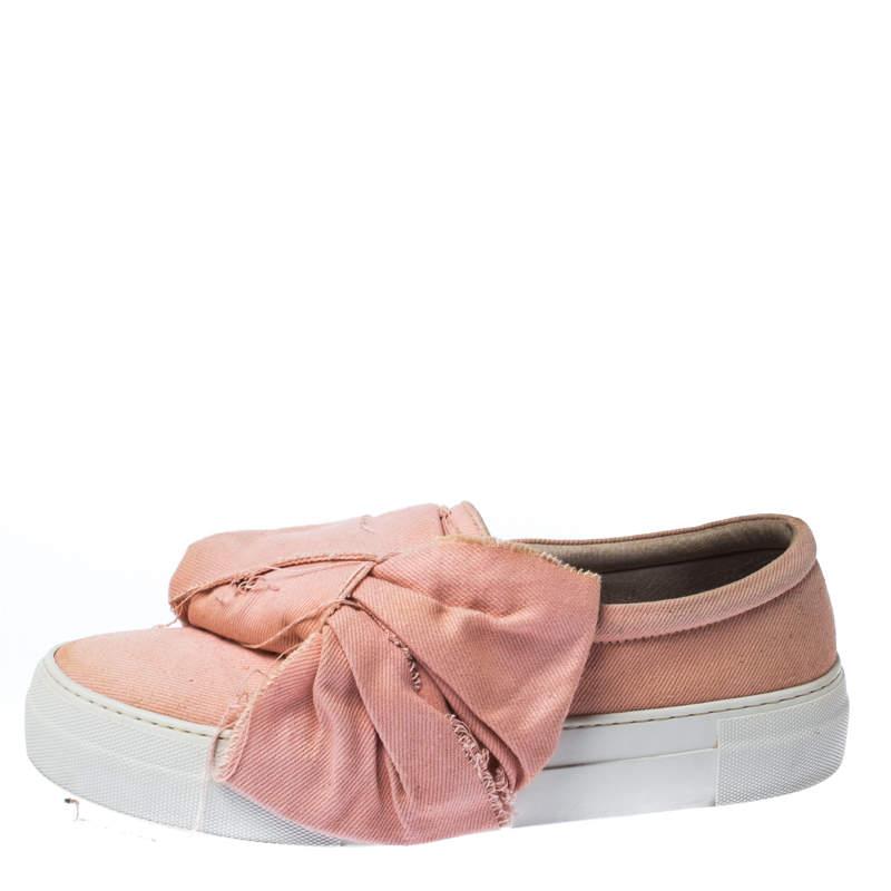Joshua Sanders Joshua Sanders Light Pink Canvas Bow Slip On Sneakers Size 40