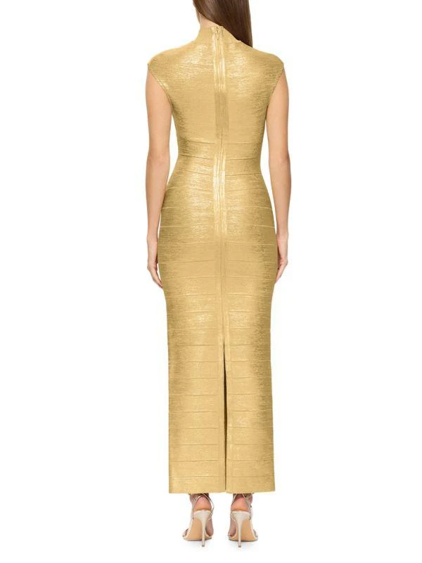 gold foil bodycon dress Women's Midi Dress with Corset Style, Metallic Foil Gold Lycra, Eyelet –  Liquorish Online main image 1
