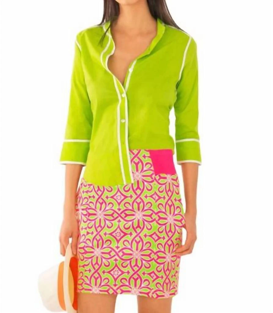 GRETCHEN SCOTT Jersey Skippy Skort - Piazza In Lime/pink 2