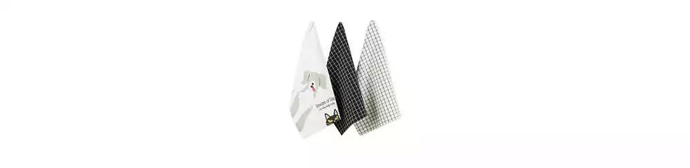 Design Imports Everyday Pets Kitchen Collection Absorbent Dishtowel Set, 18x28", Beware, 3 Count