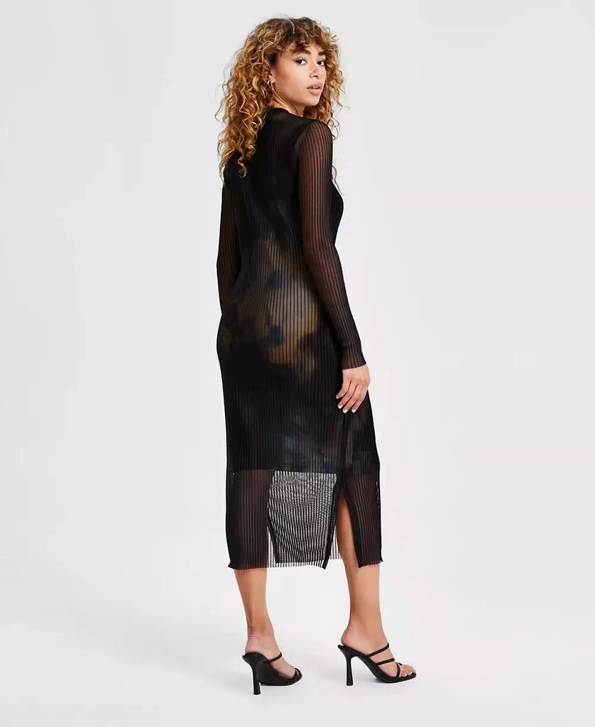 Bar III Women's Printed Mesh Rib Overlay Midi Dress, Created for Macy's 2