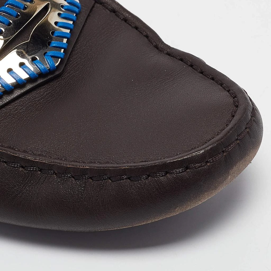 Tod's Tod's Dark Brown Leather Whip Stitch Trim Detail Penny Loafers Size 37 8