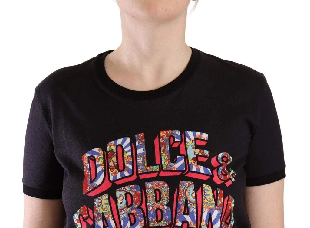 Dolce & Gabbana Dolce & Gabbana Black Logo Print Cotton Crew Neck Tee T-shirt 4