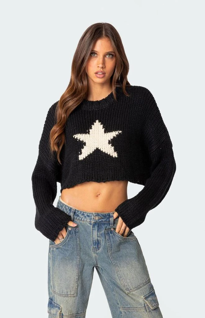 Edikted Mega Star Cropped Sweater 1