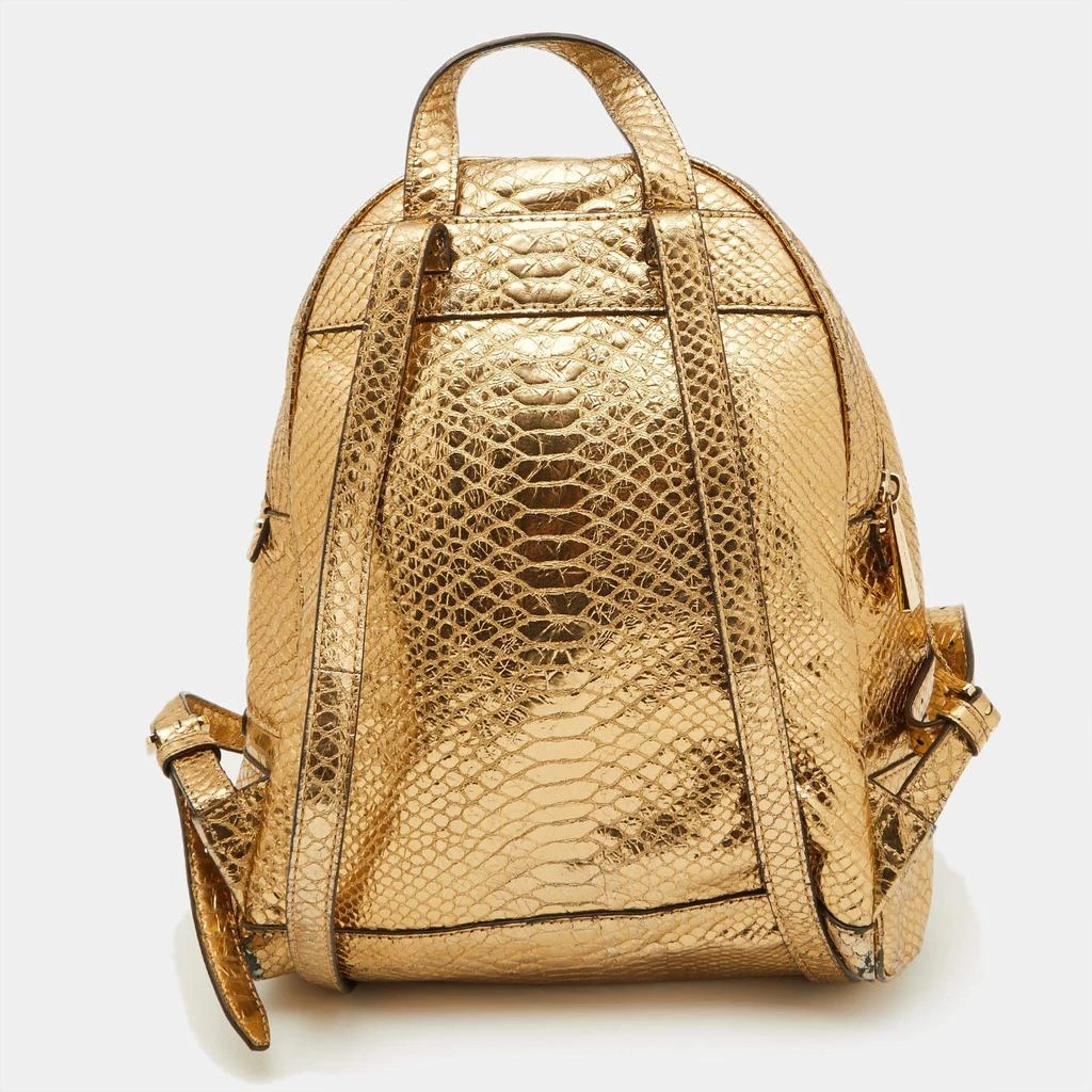 Michael Kors Michael Kors Metallic Gold Python Embossed Leather Small Rhea Backpack 4