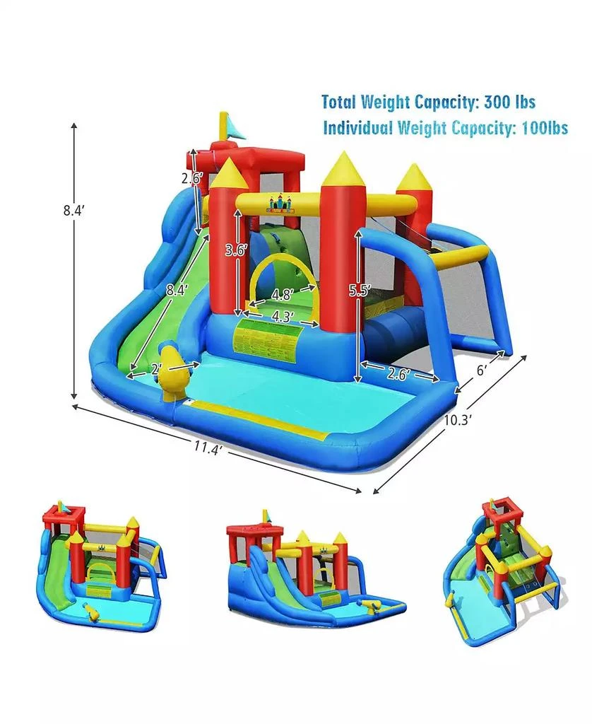 Mecale Inflatable Bouncer Bounce House with Water Slide Splash Pool without Blower 3