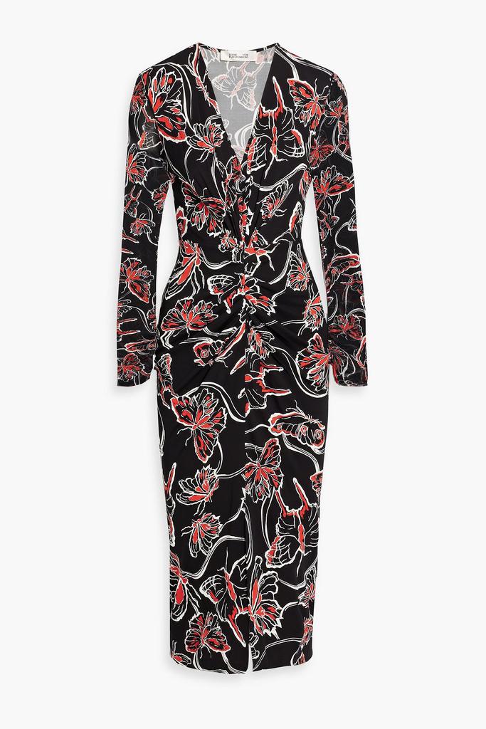 Diane von Furstenberg Hades printed mesh and jersey midi dress