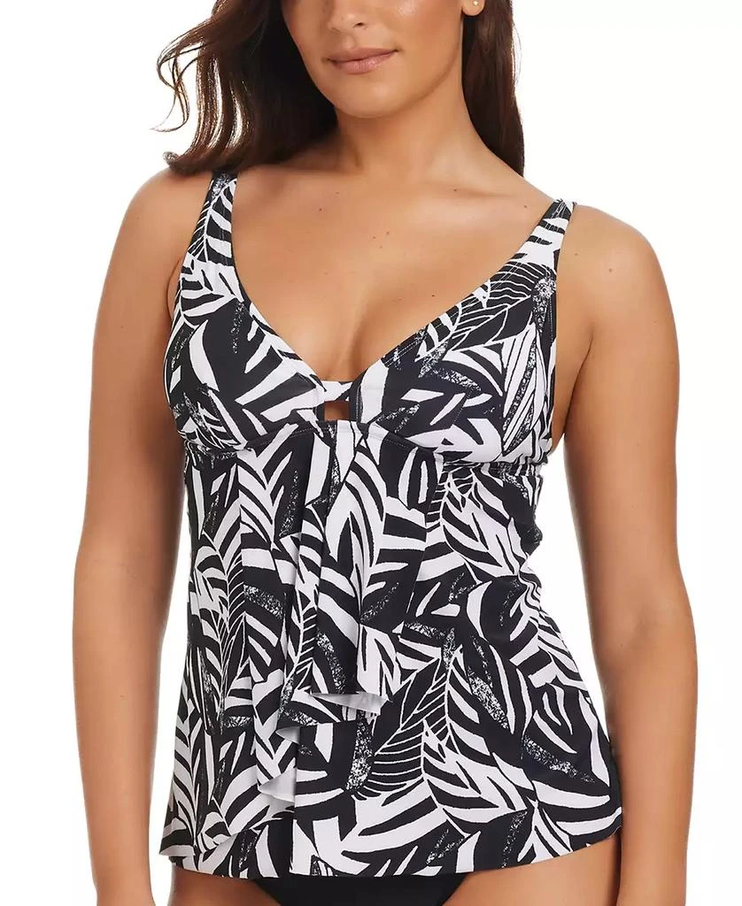 Beyond Control Women's Sharp Observation Printed Cascading-Front Tankini 3