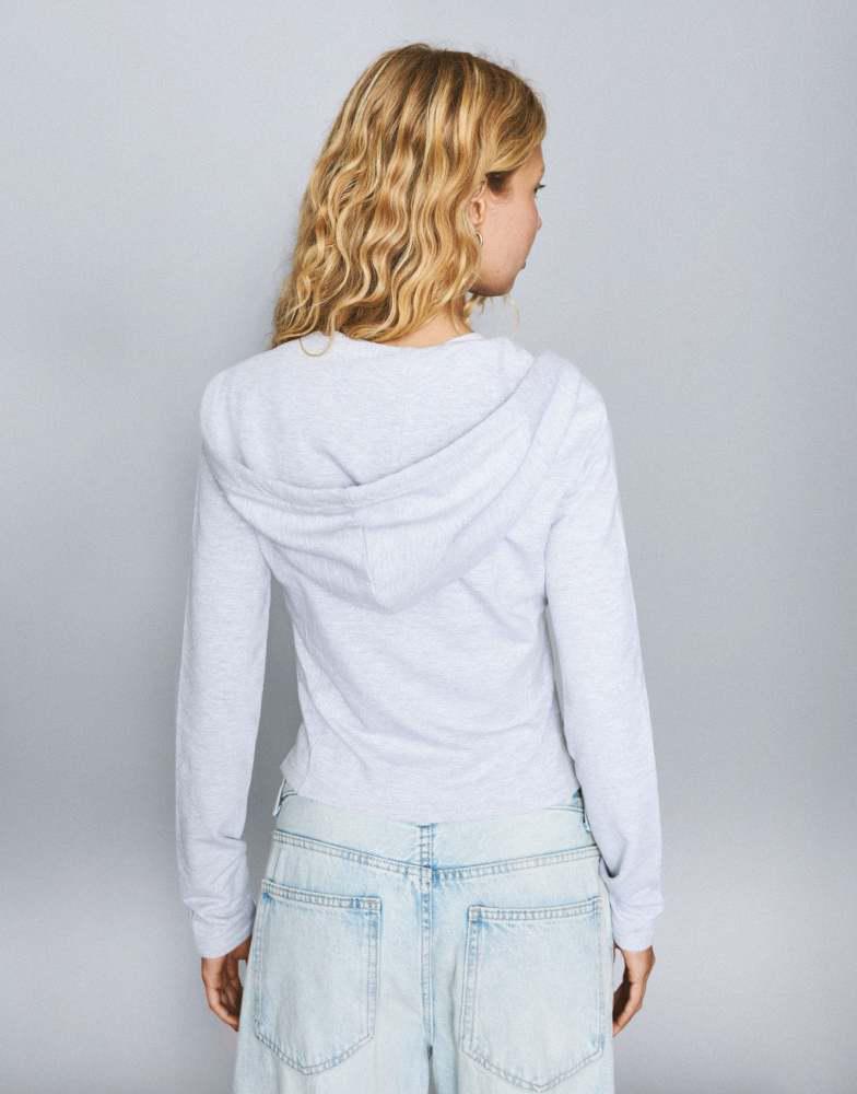 Bershka Bershka zip up hoodie in grey