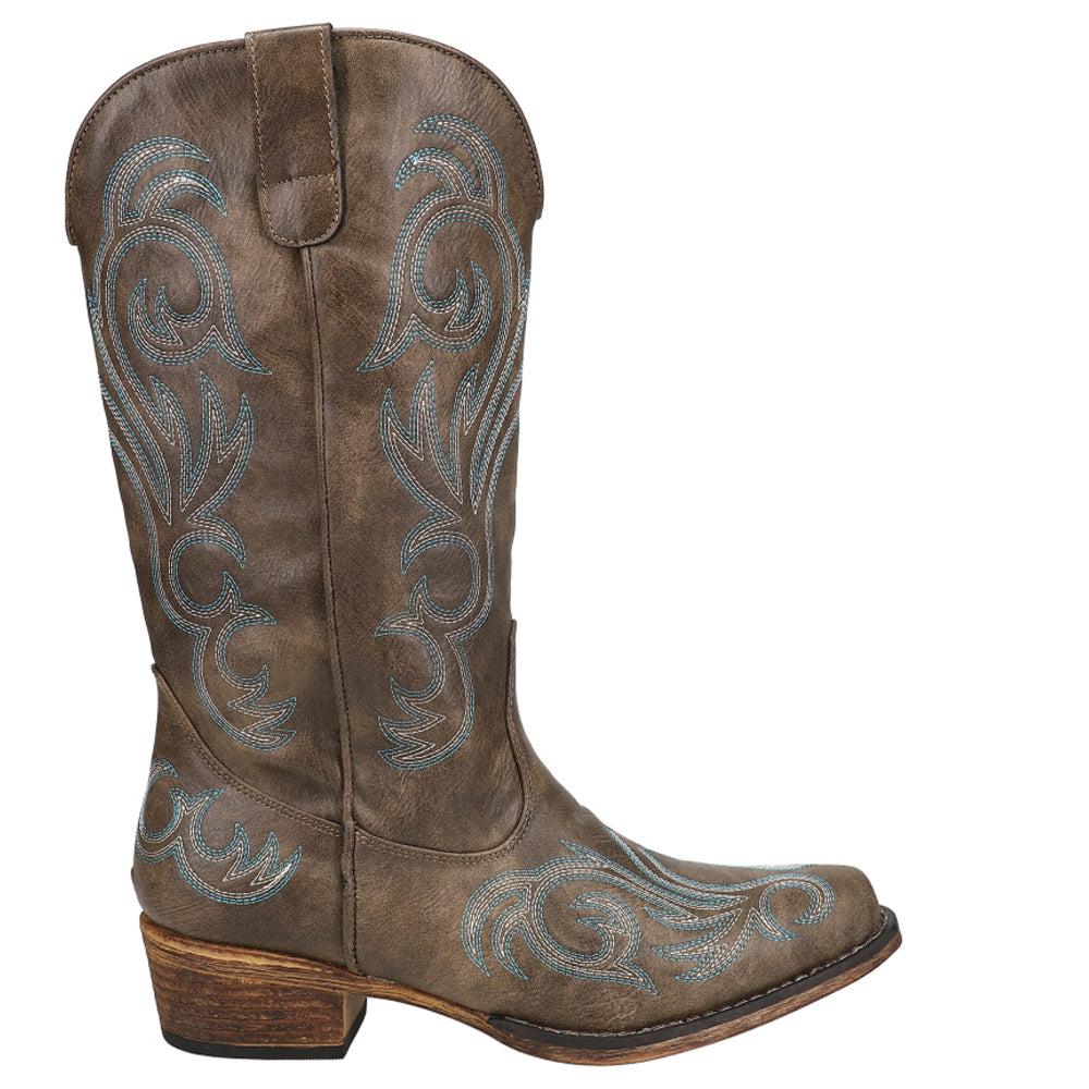 Roper Riley Embroidery Round Toe Cowboy Boots