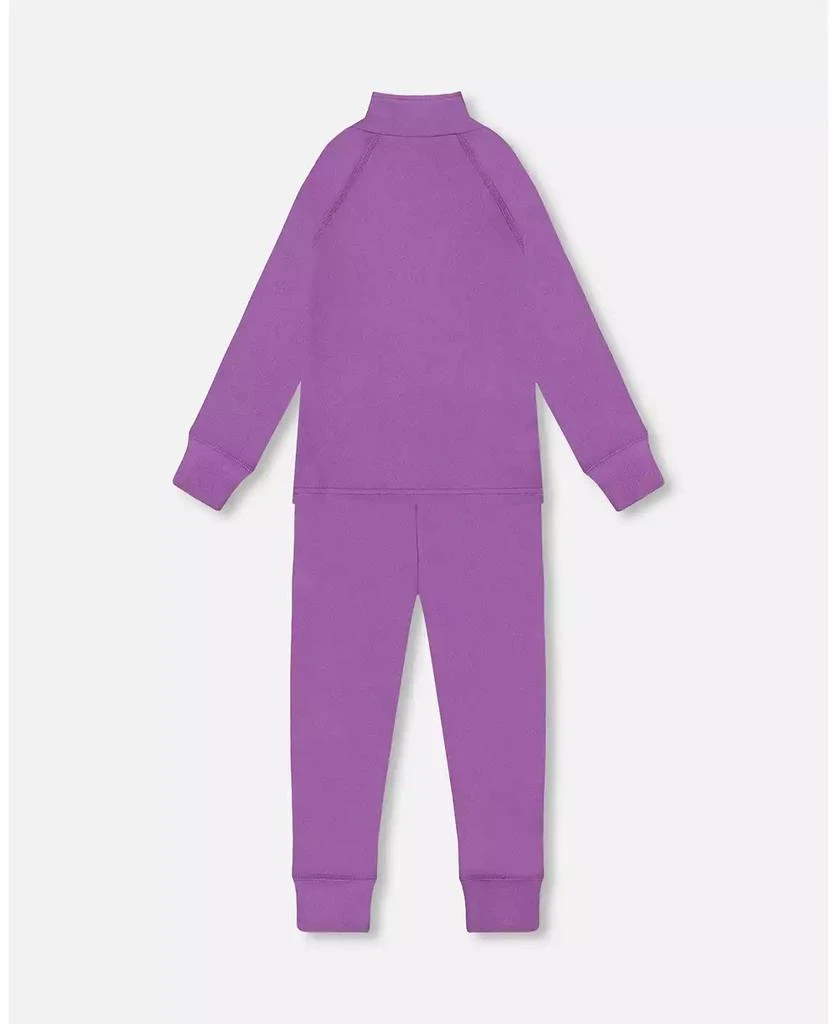 Deux par Deux Kids Unisex Two-Piece Thermal Underwear Set Lavender - Toddler|Child 2