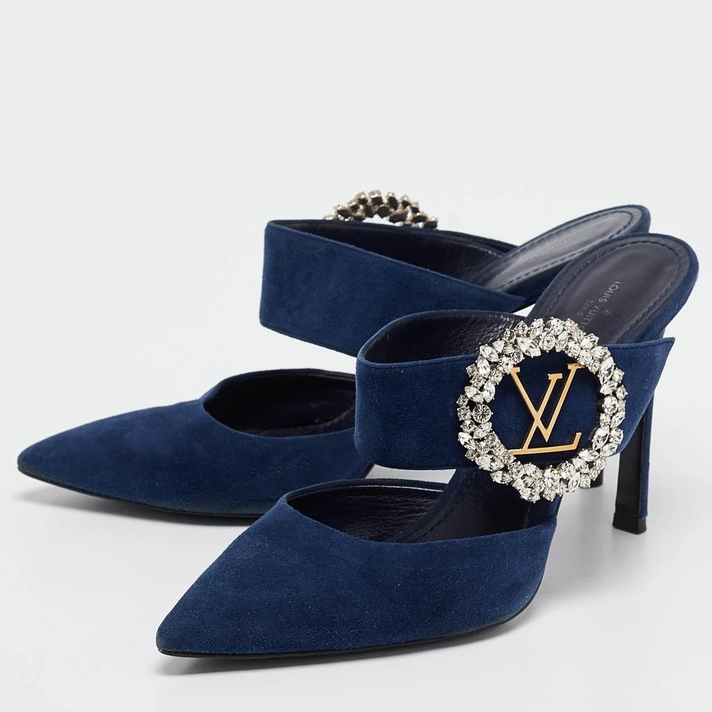 Louis Vuitton Louis Vuitton Navy Blue Suede Madeleine Mules Size 39.5 2