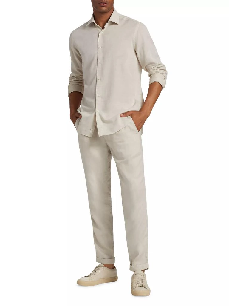 Saks Fifth Avenue COLLECTION Heathered Woven Long-Sleeve Shirt 2