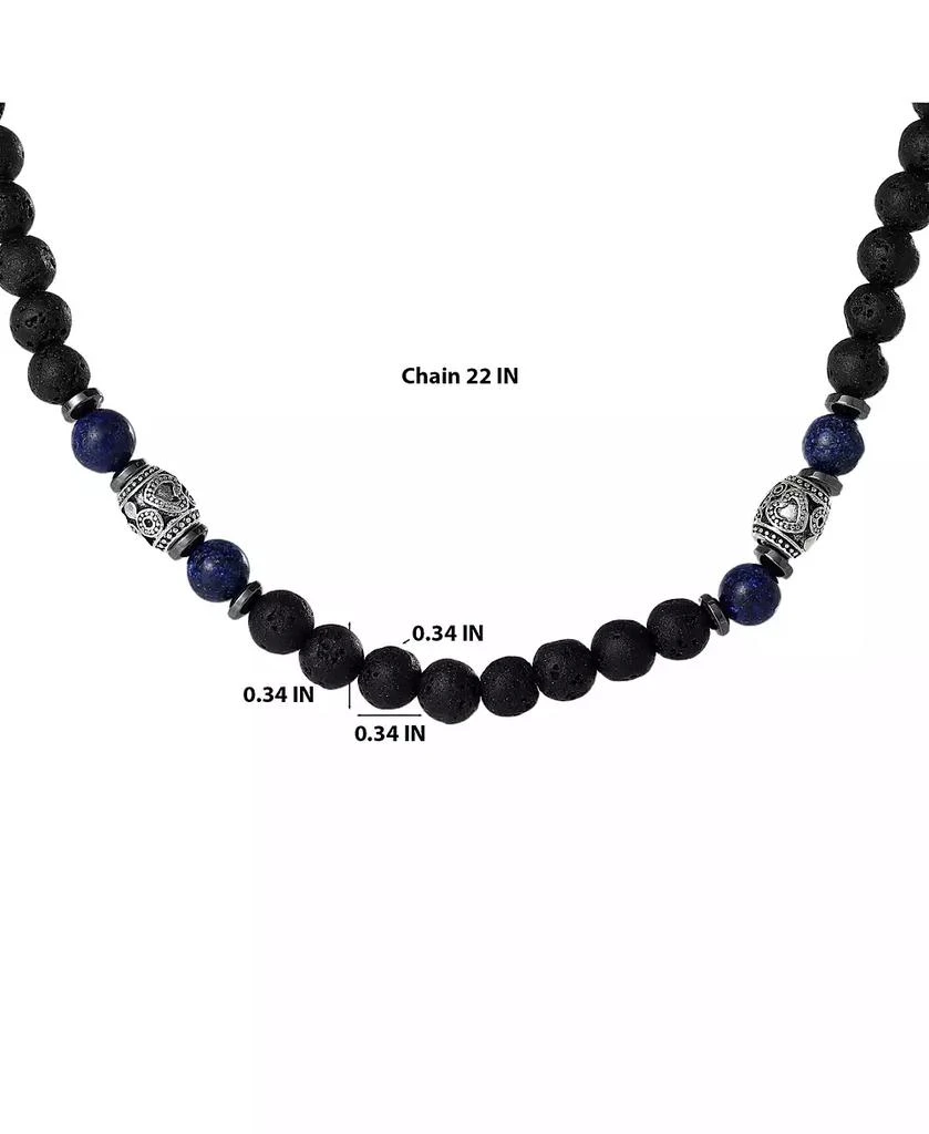 Lucky Brand Men s Lava Rock 
Lapis Beaded 22

 Necklace, Silver Tone Barrel Accents 6
