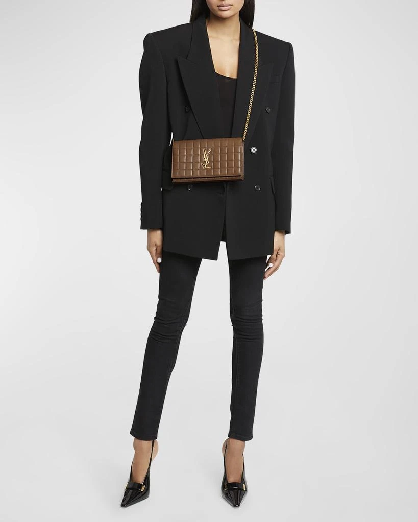 Yves Saint Laurent Cassandre YSL Wallet on Chain in Quilted Smooth Leather 2